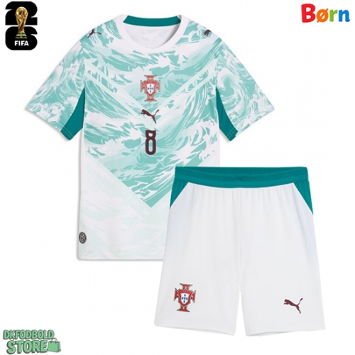 Portugal Bruno Fernandes #8 Replika Babytøj Udebanesæt Børn VM 2026 Kortærmet (+ Korte bukser)